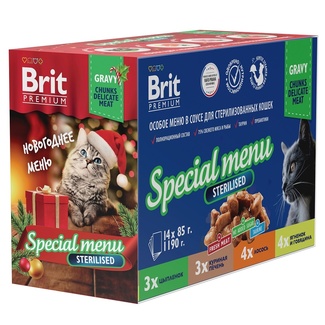 картинка Brit набор паучей "Особое меню в соусе для стерилизованных кошек" от зоомагазина Кандибобер