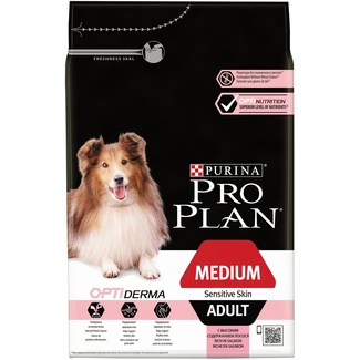 картинка Purina Pro Plan. Для взрослых собак средних пород с чувствительной  кожей. С лососем и рисом   от зоомагазина Кандибобер