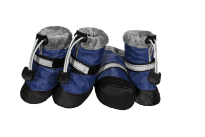 картинка Утепленные ботинки для собак (на меху) со светоотражающей полосой, васильковые, Yami-Yami от зоомагазина Кандибобер