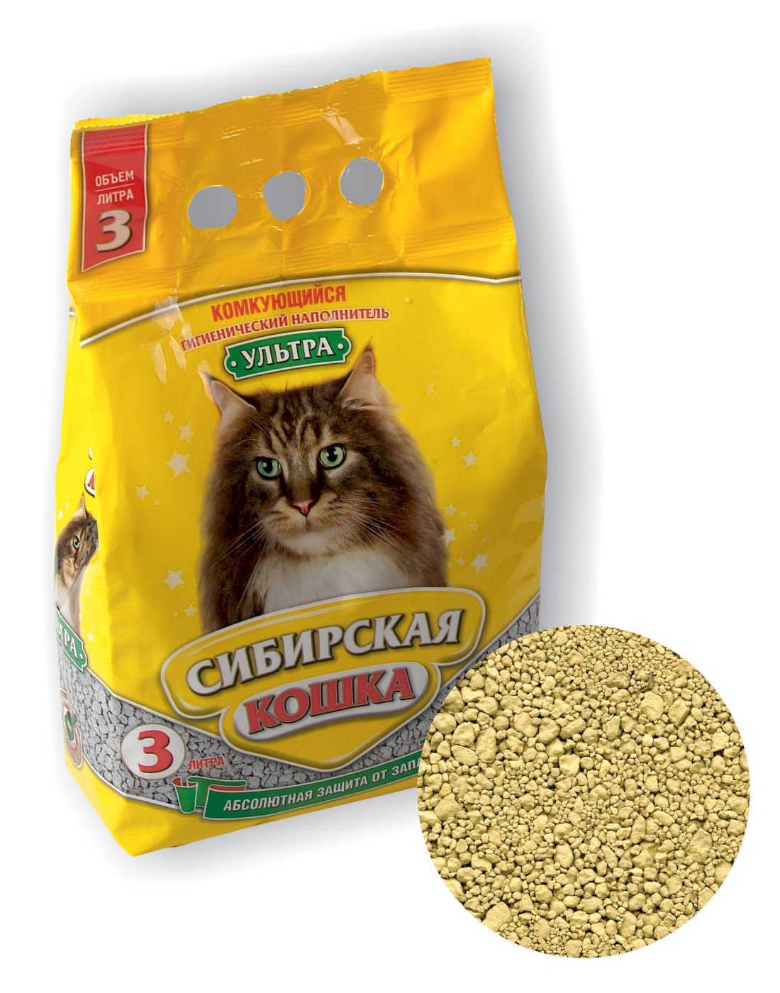 картинка Комкующийся наполнитель "Ультра" (вулканическая глина), Сибирская кошка от зоомагазина Кандибобер