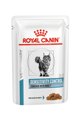 картинка Royal Canin (вет. паучи) кусочки в соусе для кошек с пищевой аллергией, c курицей от зоомагазина Кандибобер