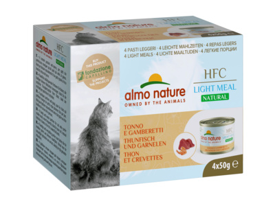 картинка Almo Nature набор низкокалорийных консервов для кошек (4 шт. по 50 гр) с тунцом и креветками от зоомагазина Кандибобер