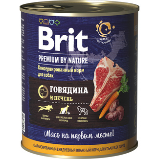 картинка Brit Premium by Nature консервы с говядиной и печенью для собак от зоомагазина Кандибобер