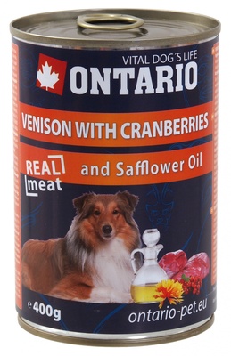 картинка Консервы Ontario для собак: оленина и клюква от зоомагазина Кандибобер