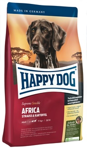 картинка Happy dog. Африка: беззерновой корм для собак с  мясом страуса  от зоомагазина Кандибобер