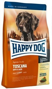 картинка Happy dog. Тоскана: для чувствительных собак: утка+ лосось  от зоомагазина Кандибобер