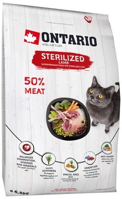 картинка Корм Ontario для стерилизованных кошек с ягненком от зоомагазина Кандибобер