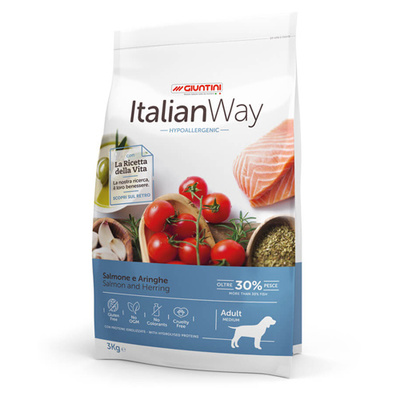 картинка Безглютеновый корм Italian Way для собак с чувствительной кожей, лосось и сельдь (ITALIAN WAY MED HYPO SALMON/HERRINGS) от зоомагазина Кандибобер