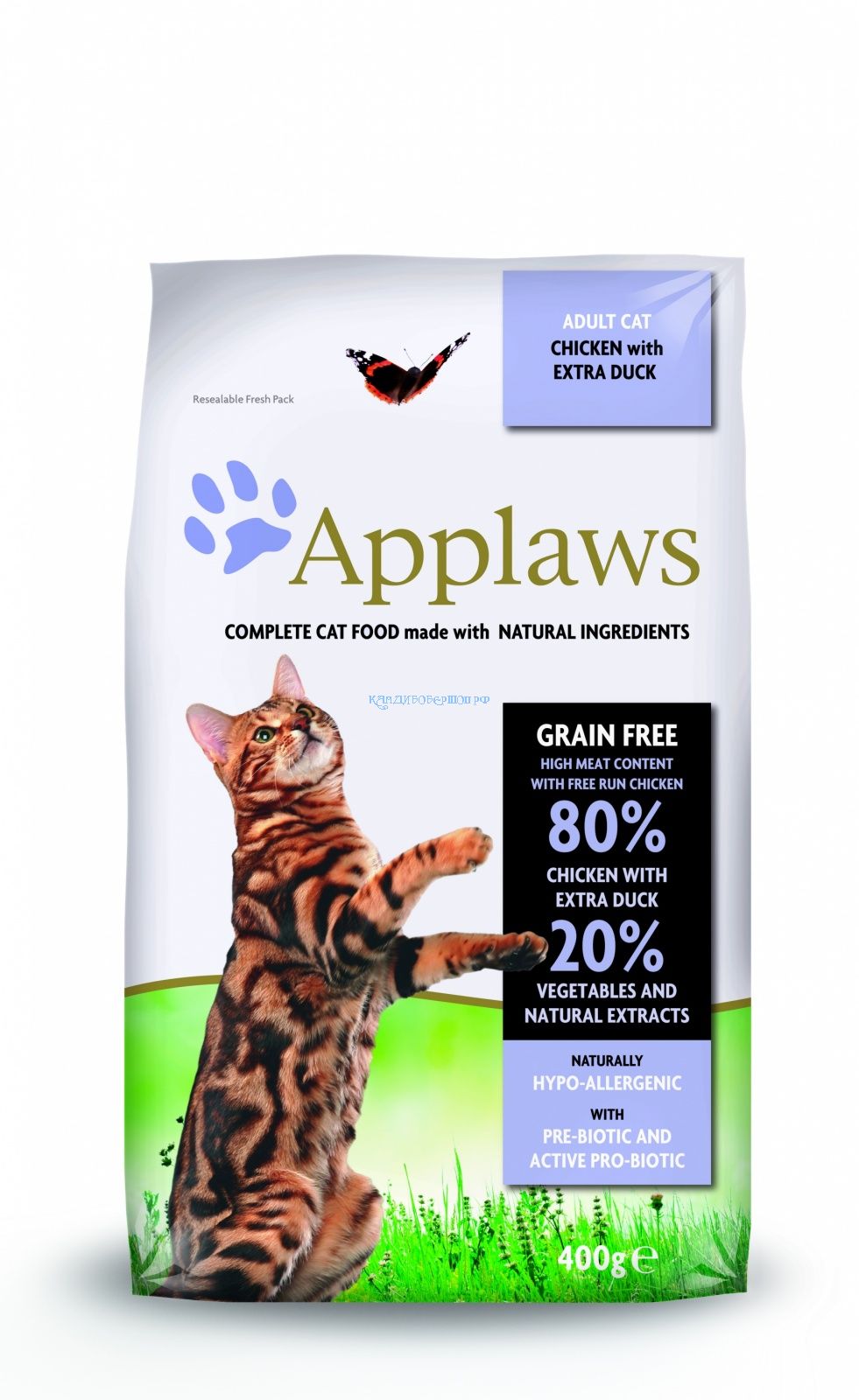картинка Беззерновой корм Applaws для кошек "Курица и Утка/Овощи: 80/20%" от зоомагазина Кандибобер