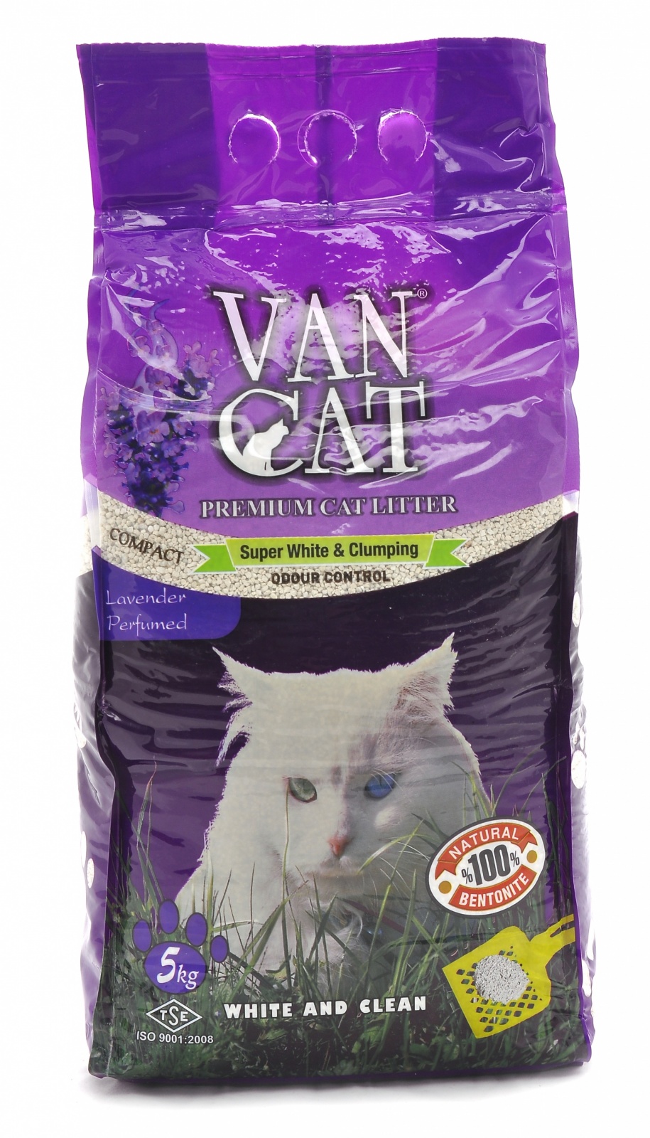 картинка Комкующийся наполнитель без пыли с ароматом Лаванды, пакет (Lavender), Van Cat от зоомагазина Кандибобер