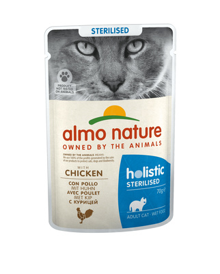 картинка Almo Nature консервы паучи с цыпленком для кастрированных кошек от зоомагазина Кандибобер