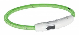 картинка Мигающий (светящийся) ошейник USB, нейлон, зелёный от зоомагазина Кандибобер