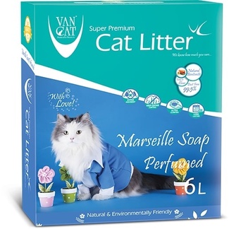 картинка Van Cat комкующийся наполнитель с ароматом марсельского мыла, 6л, коробка от зоомагазина Кандибобер