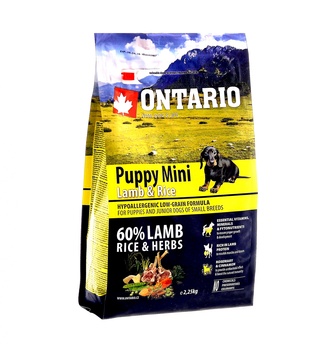 картинка Корм Ontario для щенков малых пород с ягненком и рисом от зоомагазина Кандибобер