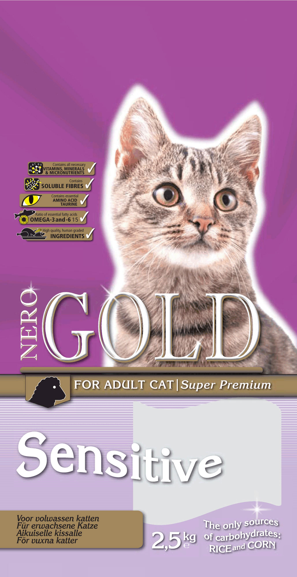 картинка Корм NERO GOLD super premium для кошек с чувствительным пищеварением: ягненок (Cat Adult Sensitive) от зоомагазина Кандибобер