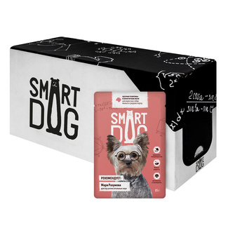 картинка Smart Dog паучи "Упаковка 25 шт" Паучи для взрослых собак малых и средних пород кусочки телятины в аппетитном желе от зоомагазина Кандибобер