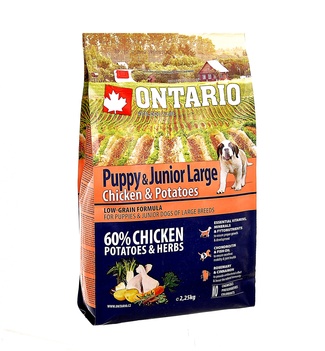 картинка Корм Ontario для щенков крупных пород с курицей и картофелем от зоомагазина Кандибобер