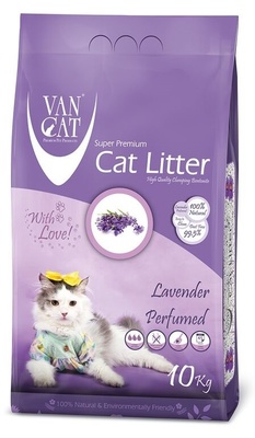 картинка Комкующийся наполнитель без пыли с ароматом Лаванды, пакет (Lavender), Van Cat от зоомагазина Кандибобер