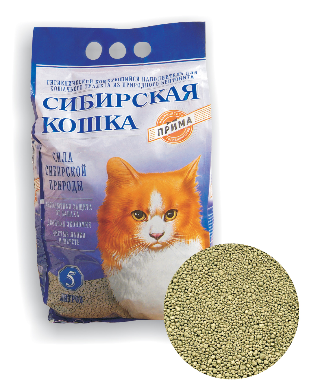 картинка Комкующийся наполнитель "Прима", 5л, Сибирская кошка от зоомагазина Кандибобер