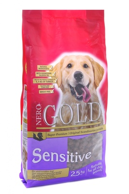 картинка Корм NERO GOLD super premium для чувствительных собак с индейкой и рисом (Sensitive Turkey 23/13) от зоомагазина Кандибобер