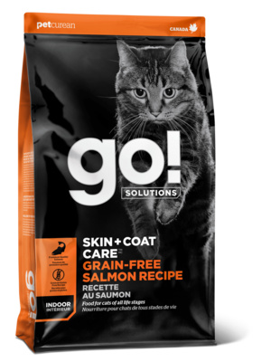 картинка Беззерновой корм GO! для котят и кошек с лососем (GO! SKIN + COAT Grain Free Salmon Recipe CF 30/14) от зоомагазина Кандибобер