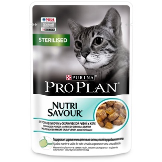 картинка Purina Pro Plan (паучи) влажный корм Nutri Savour для стерилизованных кошек кусочки с океанической рыбой, в желе от зоомагазина Кандибобер