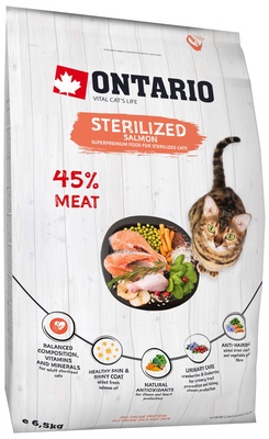 картинка Корм Ontario для стерилизованных кошек с лососем от зоомагазина Кандибобер