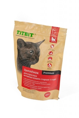 картинка Сухой корм для активных кошек с цыпленком, TiTBiT от зоомагазина Кандибобер
