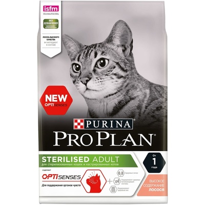 картинка Корм Purina Pro Plan для стерилизованных кошек и кастрированных котов, для поддержания органов чувств, с высоким содержанием лосося от зоомагазина Кандибобер