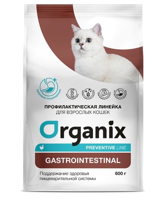 картинка Organix Preventive Line Gastrointestinal сухой корм для кошек "Поддержание здоровья пищеварительной системы" от зоомагазина Кандибобер