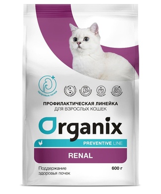 картинка Organix Preventive Line Renal сухой корм для кошек "Поддержание здоровья почек" от зоомагазина Кандибобер