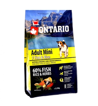 картинка Корм Ontario для собак малых пород с 7 видами рыбы и рисом от зоомагазина Кандибобер