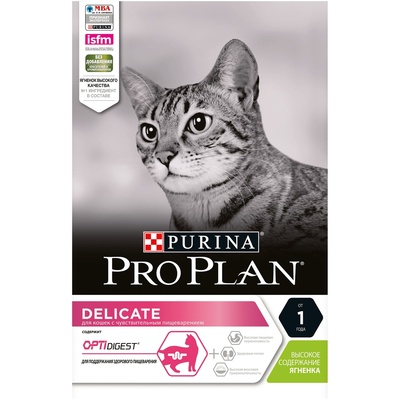 картинка Корм Purina Pro Plan для взрослых кошек с чувствительным пищеварением или с особыми предпочтениями в еде, с высоким содержанием ягненка от зоомагазина Кандибобер